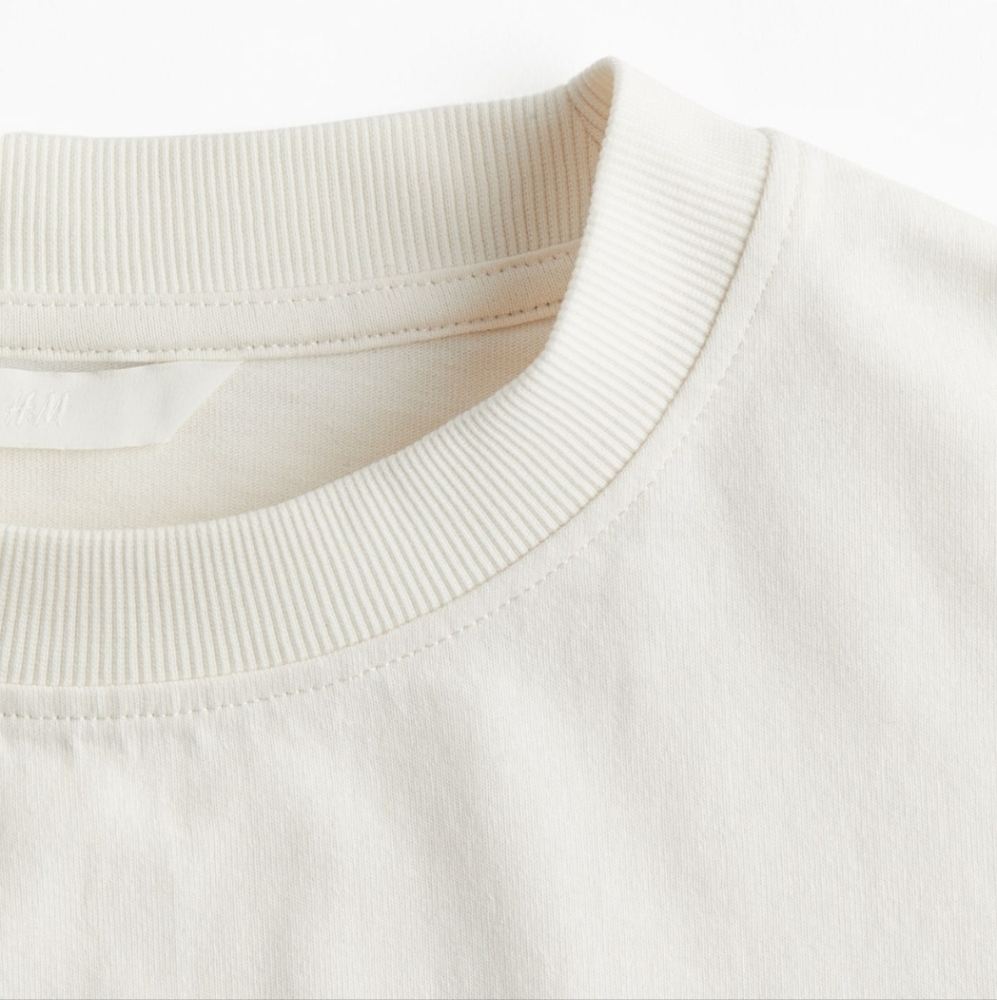 H&M Cropped T-Shirt - Cream/Beau- Ladies - Picture 5 of 5